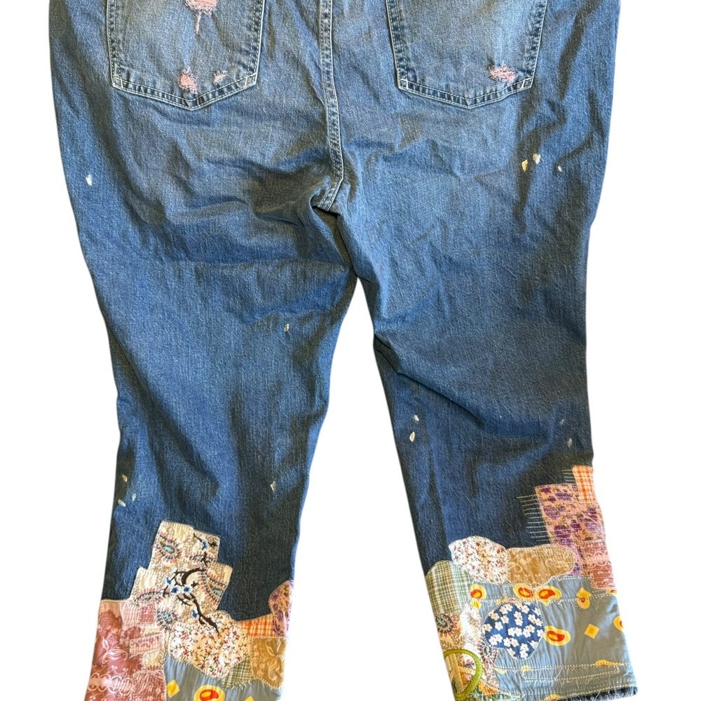Pilcro Anthropology Blue Jeans with Colorful Patchwork - Picture 5 of 9